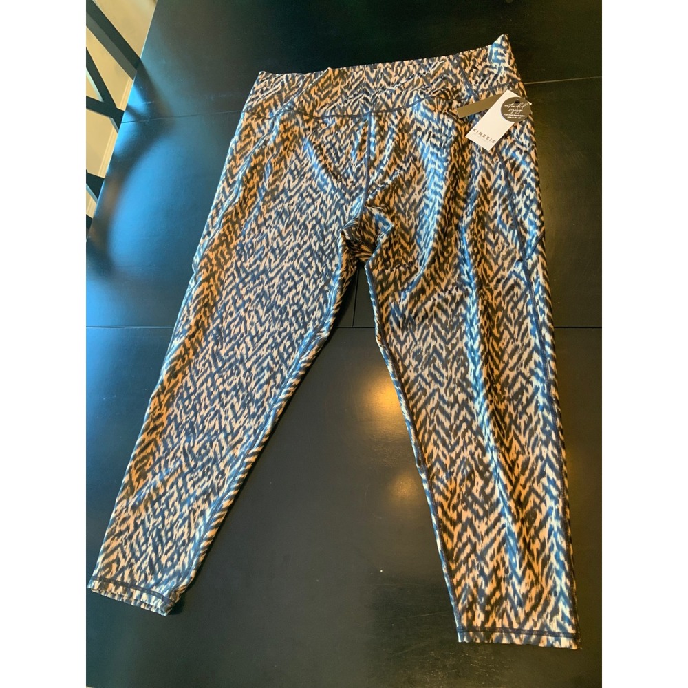 New Kinesis workout leggings plus‎ Sz 3X high waist ankle length pockets leopard
